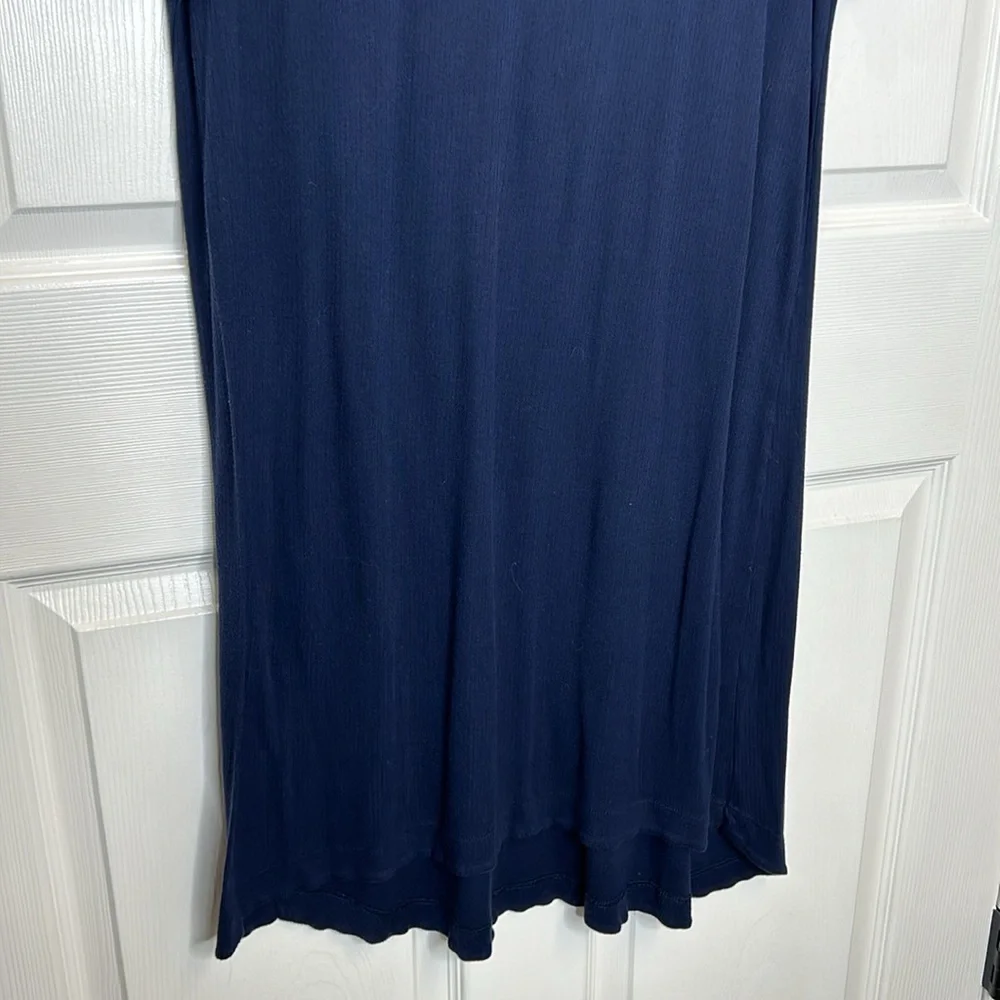 Soma Ribbed Sleep Shirt Women's Large Navy‎ Blue Short Sleeve Loungewear